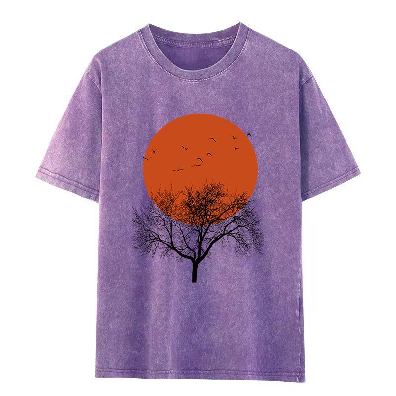 

Retro Distressed Unisex Cotton T-Shirt - Short Sleeve Summer Design for Trendy Couples 3XL фіолетовий