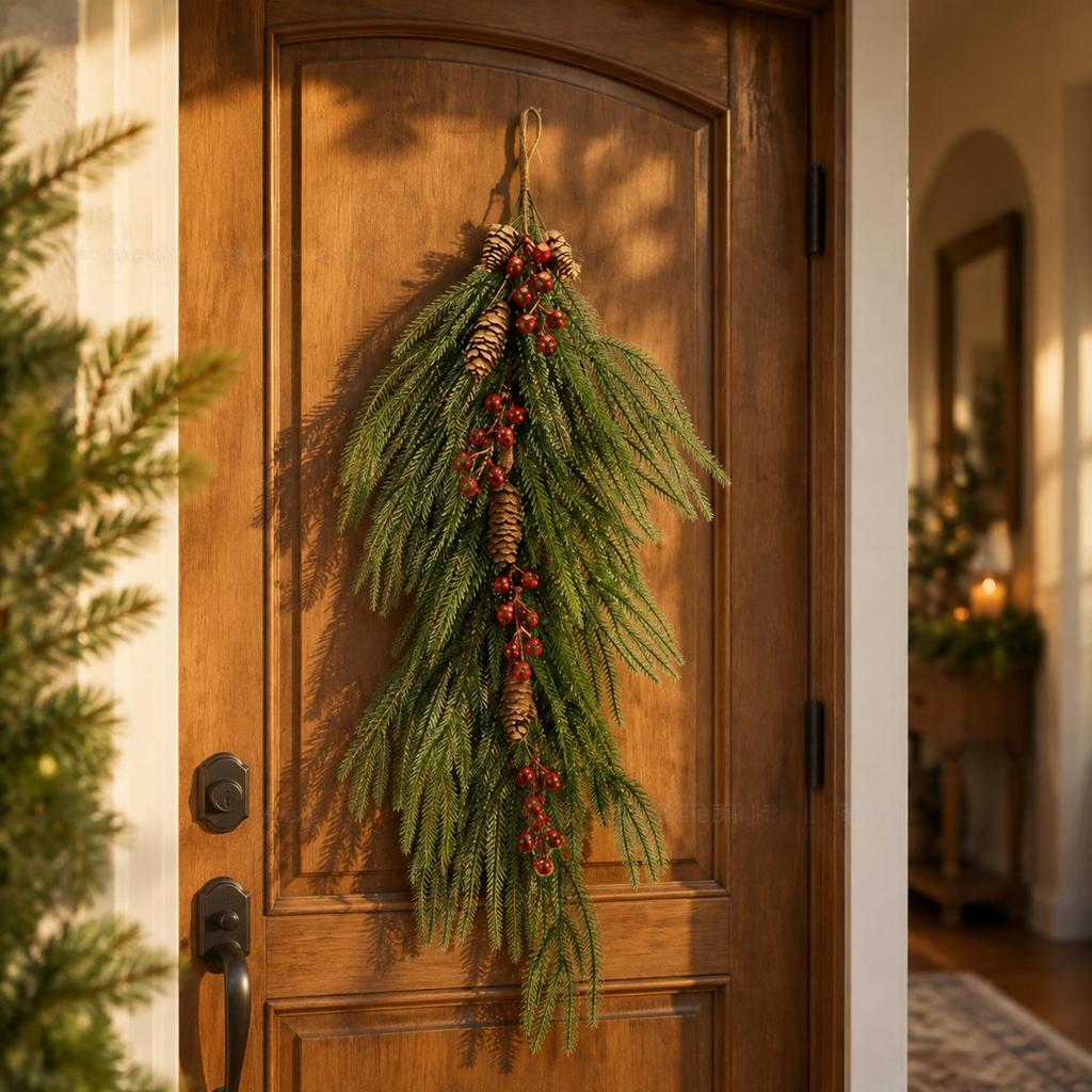 2 Pieces Artificial Evergreen Decoration Seasonal Drooping Branch