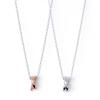 THE KISS Silver Pair Necklace Set SPD7032DM-7035DM 40cm 50cm - Diamond Crossing Two-Tone Design for Men & Women with Gift Box