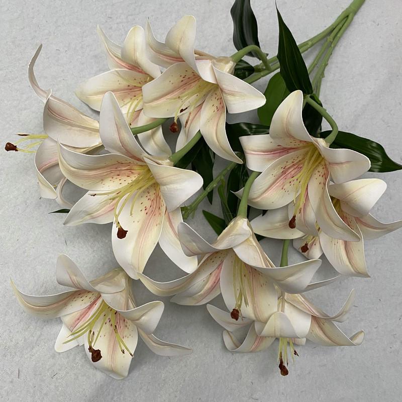 9 Artificial Flowers Stems Pu Material 3d Simulation Lilies Wedding Decor Home
