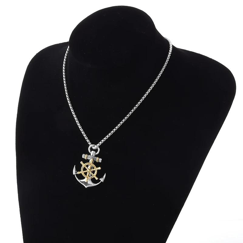 Vintage Retro Anchor Wheel Boat Ship Pendant Necklace Chain Unisex Men Women Fashion Gothic Amulet Talisman Jewelry Party Gift