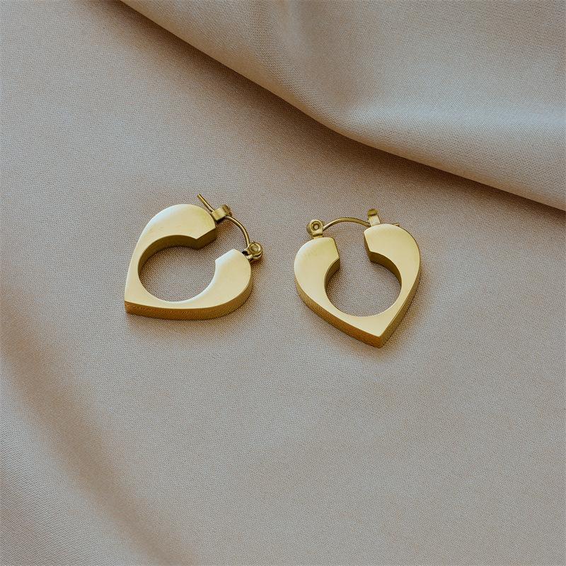 Gold Plated Heart Hoop Earrings Stainless Steel