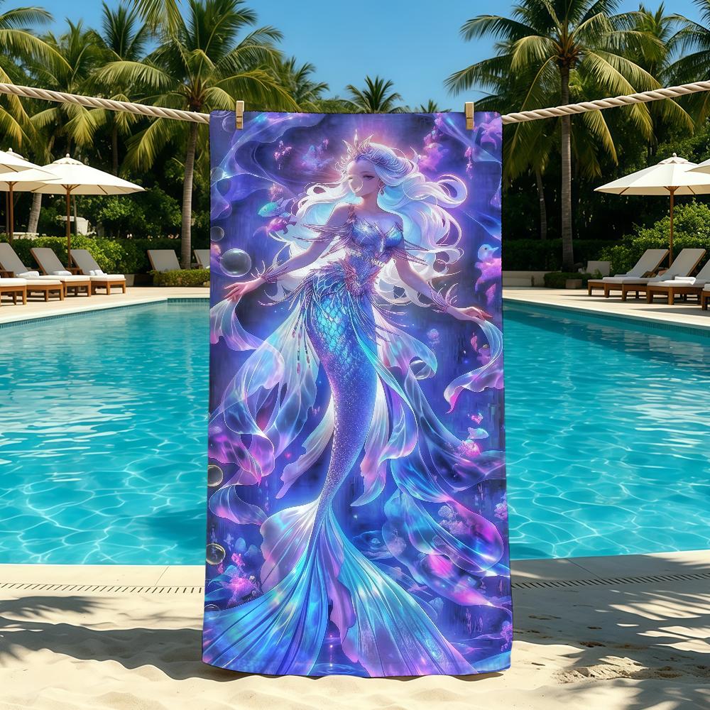 Mermaid Cartoon Anime Towel For Outdoor Camping Beach Towel Super Absorbent Quick-Drying Summer Towel