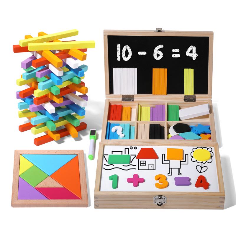Children's Wooden Magnetic Counting Sticks & Drawing Board - Multifunctional Number Learning Toy