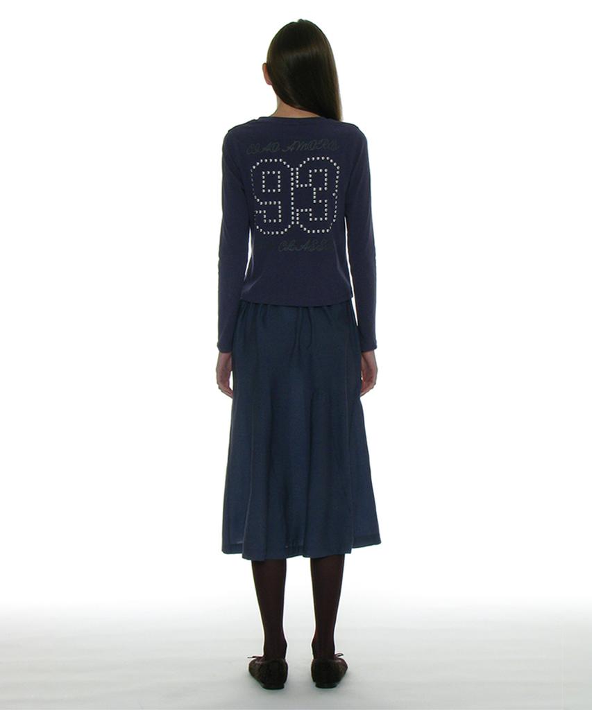 PARTIMENTO WOMEN 93 Studded Printed Long Sleeve Tee_Purple