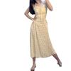 Women's Summer New Atmosphere Commuting Temperament Long Skirt French Yellow Floral Skirt Small Suspender Dress