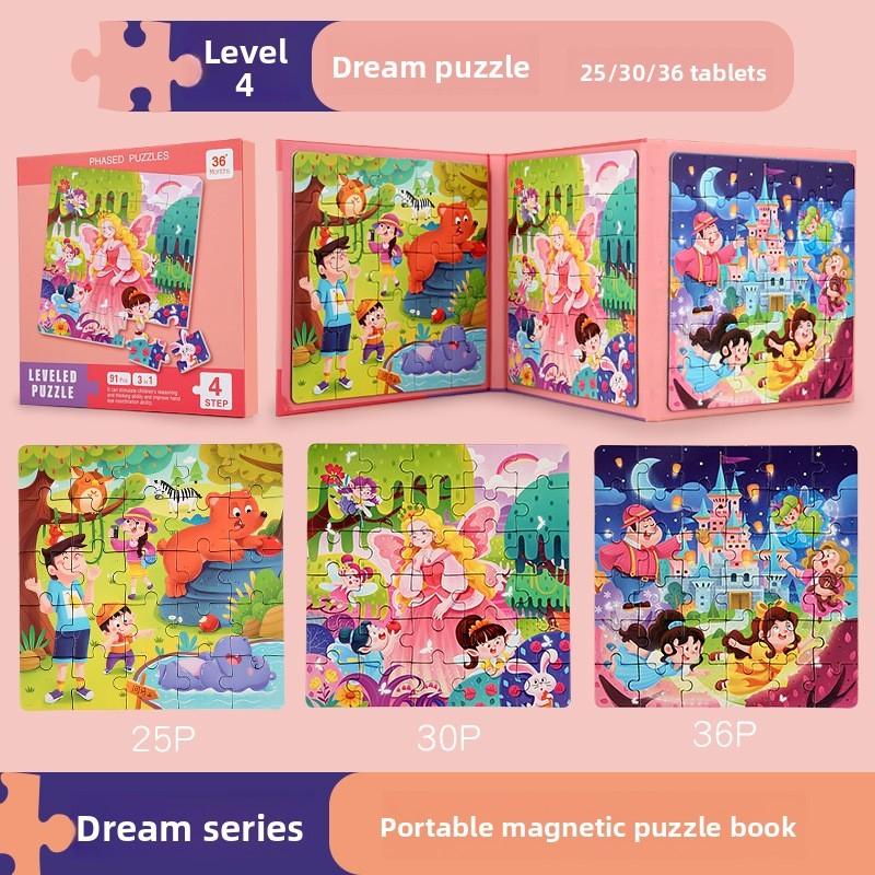 Fruit Transportation Animal Dinosaur Themed Folding Magnetic Puzzle Book Toy