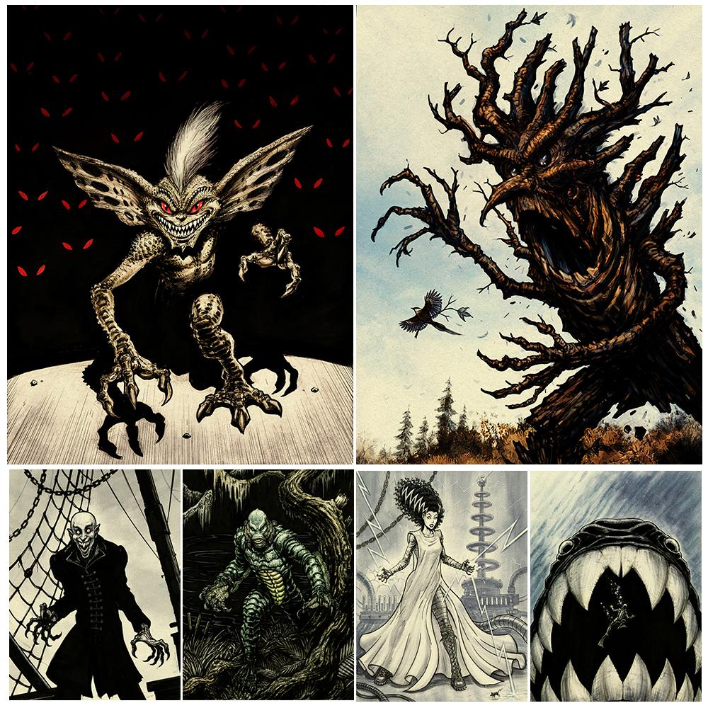 

Кошмарный Джокер, Повелитель Тьмы, Невеста-гробница, Настенное искусство «Маленький монстр» в стиле ретро, ​​Искусство Темного Дьявола