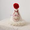 Fun Pompoms Celebration Hat Duckling/Flower Embroidery Elastic For Birthday Event Hat