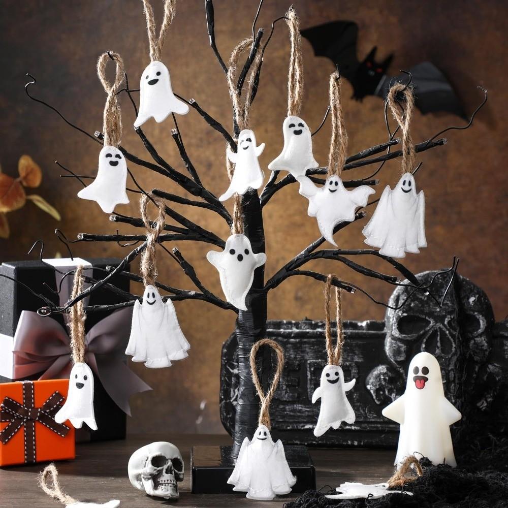 24PCS Hangable Halloween Ghost Hanging Decoration Ghost Felt Pendant Halloween Home Festival Decor
