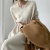 New Autumn and Winter with Coat, Long Sweater Base Knitted Dress, Women's Temperament Loose Dress
