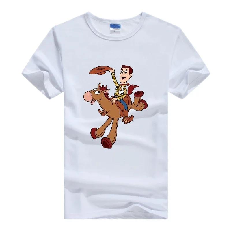 Disney Cartoon Toy Story Woman Tops White Clothes Short Sleeve Tee Oversized Friends 2024 Summer Blouse Grunge Y2K Mens T-shirts