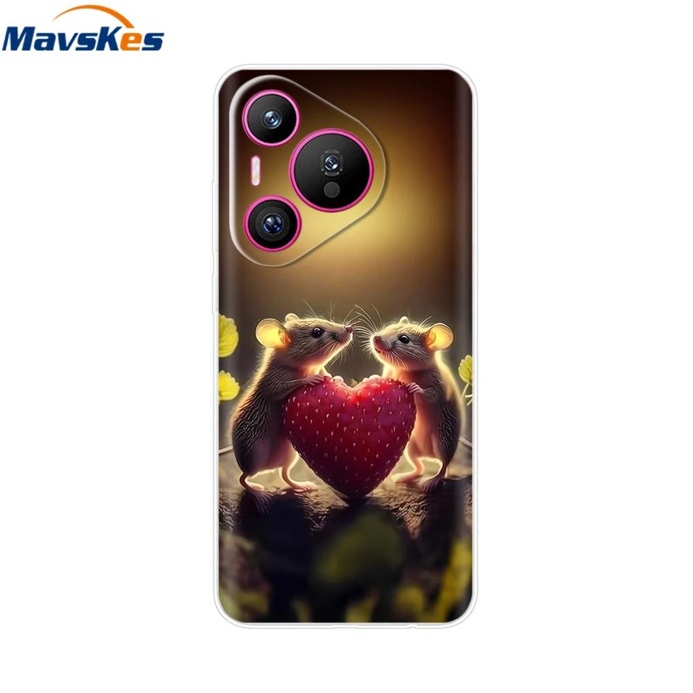 For Huawei Pura 70 Case Cute Cartoon Painted Cover Clear TPU Phone Cases For Huawei Pura 70 Pro+ Plus Pure70 70Pro Soft Fundas