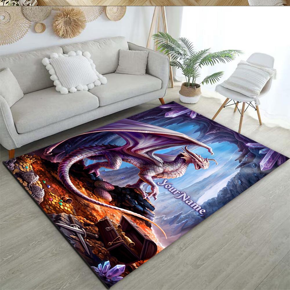 Gothic Illustrations Customizable Name Floor Rug Office Rug Design for Bedrooms Dining Room Kitchen Living Rooms Antislip Carpet Office Home Decor