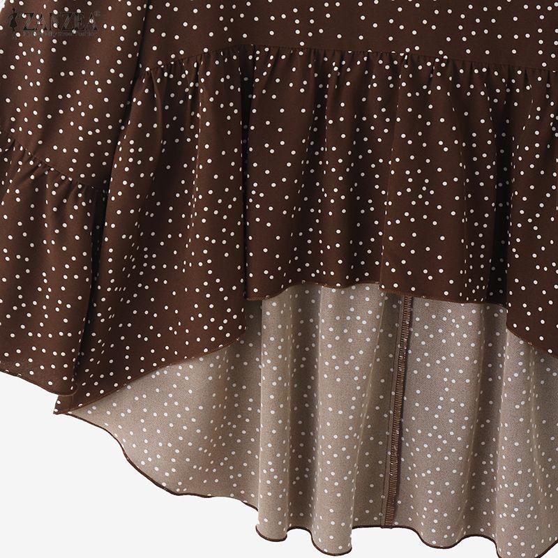 ZANZEA Damen Lässig Gepunktet Locker Lässiges 3/4-Ärmel Bluse