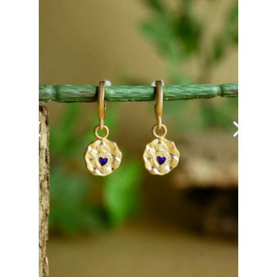 Special Design Zircon Stone 18k Gold Plated Medallion Heart Earrings