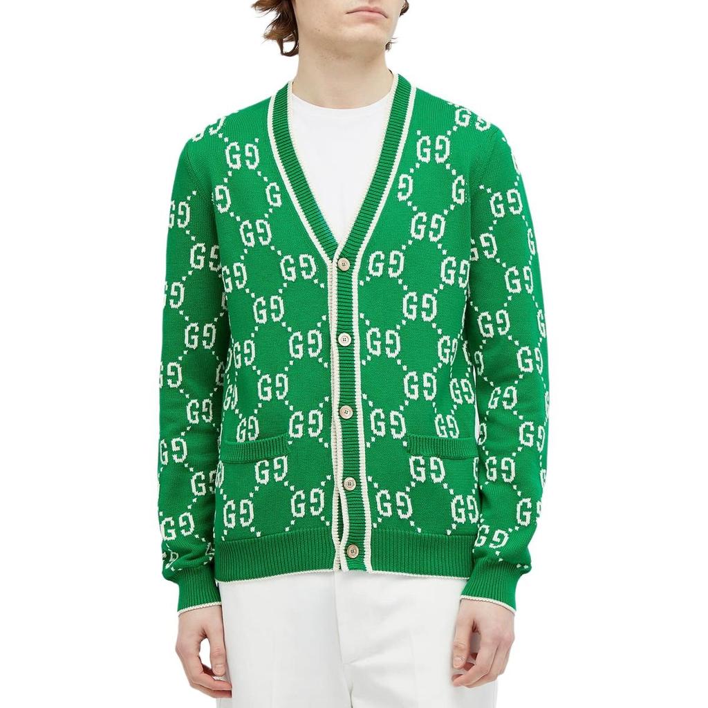 Gucci Jumbo GG Jacquard Cardigan 'Green' Men's 703943-XKCDF-3861