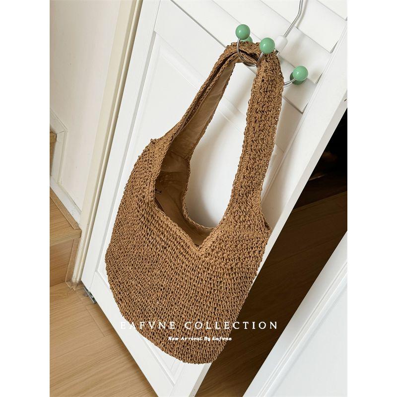 

Idle Style One-Shoulder Women s Summer Seaside Vacation Weaving Straw Bag CAMEL