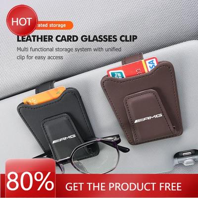 Clip Porte-Lunettes Pare-Soleil de Voiture Porte-Lunettes en Cuir Pour Mercedes Benz AMG W204 W205 W203 W211 W201 W210 W108 W124 W126 W140