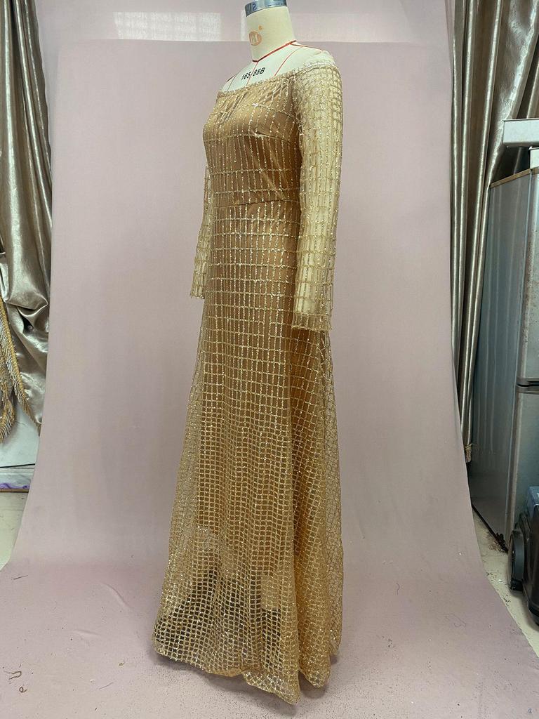 Vestido Bandeau Brillante de un Hombro Manga Larga Otoño/Invierno 2023