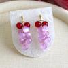 Pendientes de botón de uva con cuentas de color contrastante Mori Sweet Pequeños Frescos y Lindos Pendientes Inteligentes de Gama Alta Pendientes de Diseño de Nicho