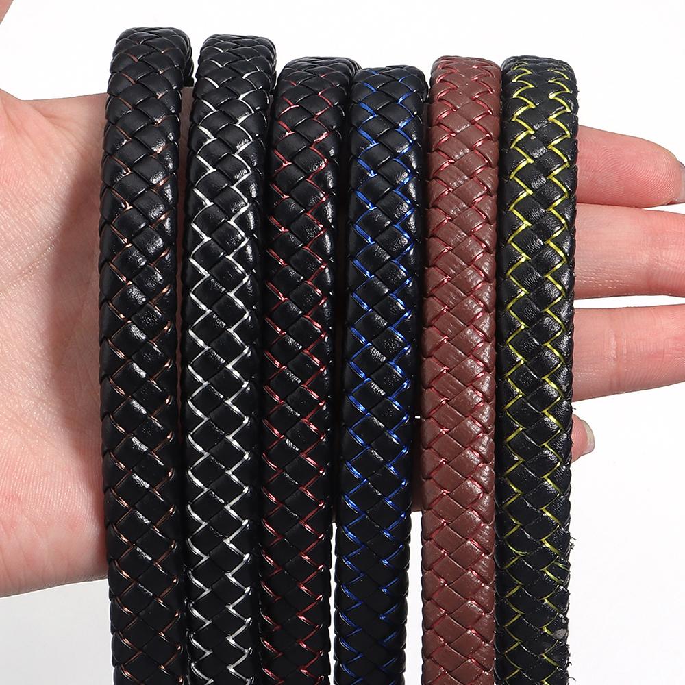 1m/pack PU Leather Braided Cords Colored Thread Flat Leather Rope For DIY Handmade Retro Bracelet Jewelry Making Accessories
