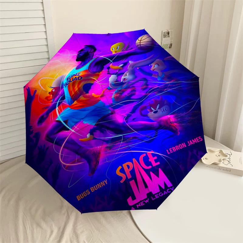 

1pc Space Jam A New Legacy Automatic Open/Close Umbrella Compact Folding Umbrella with 8-Rib Shaft lightweight esign, for Women/Men1172A