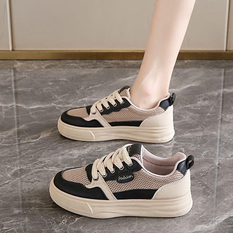 Zapatos nuevos transpirables para mujer, zapatillas deportivas y casuales versátiles de caña baja y suela gruesa