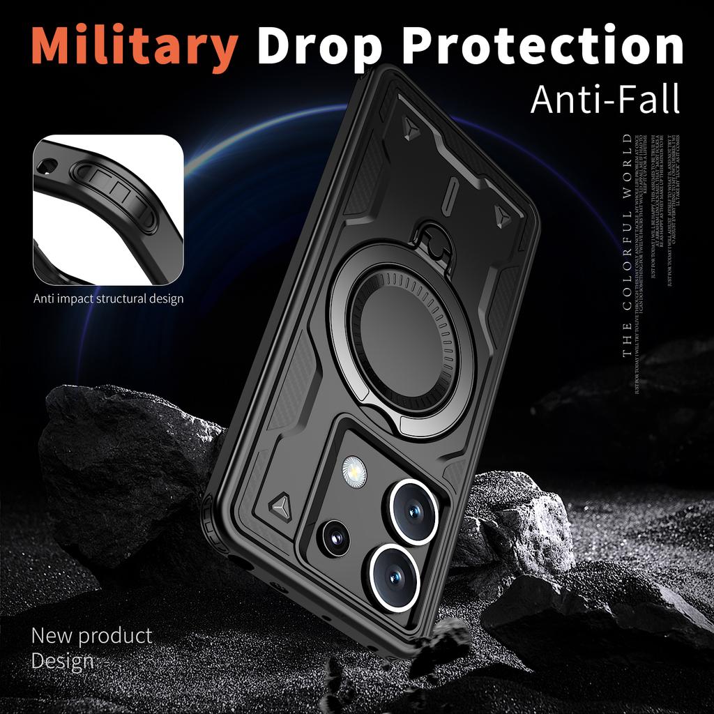 For Xiaomi Poco X6 5G Case Compatible with MagSafe Military Protection PC+TPU Kickstand Phone Cover