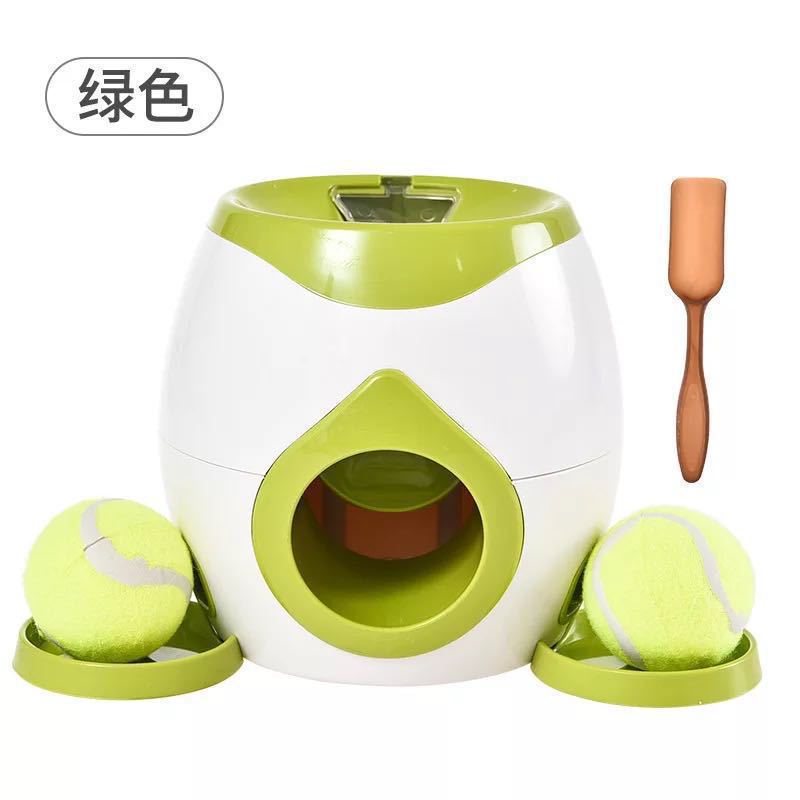 Dog Ball Launcher with 2 Balls Slow Release Food Dispenser Treat Reward Machine Automatic Feeder Dark Gray Training Toy
