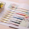 DS Dessert Fruit Tea Fork Set Stainless Steel 304 Gift Home Use, Mixed Colors 8 Pieces, 1 Piece, Korean Popular Tableware