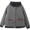Women's Fall and Winter Loose Casual Hooded Warm Jacket Spring Long-sleeved Short Plaid Jacket