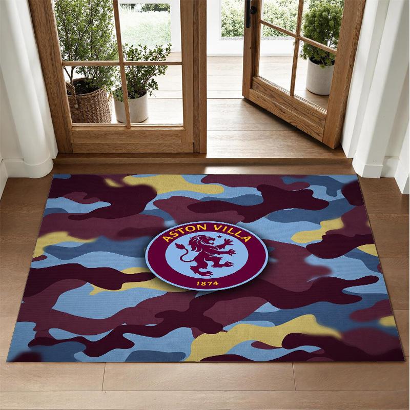 Aston Villa Football Design Crystal Velvet Rug Soft Decorative Mat for Bedroom Entrance
