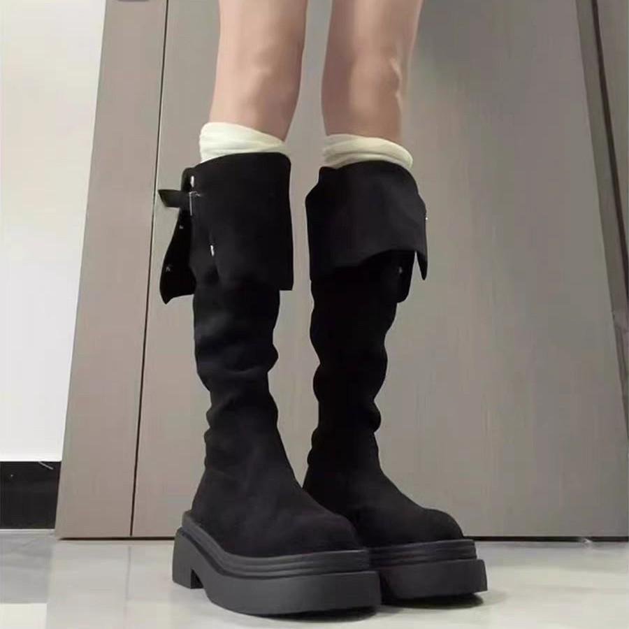 Thick-soled Boots Women's 2025 New Autumn and Winter But Knee Suede Boots Women's Thin Tall Knight Boots
