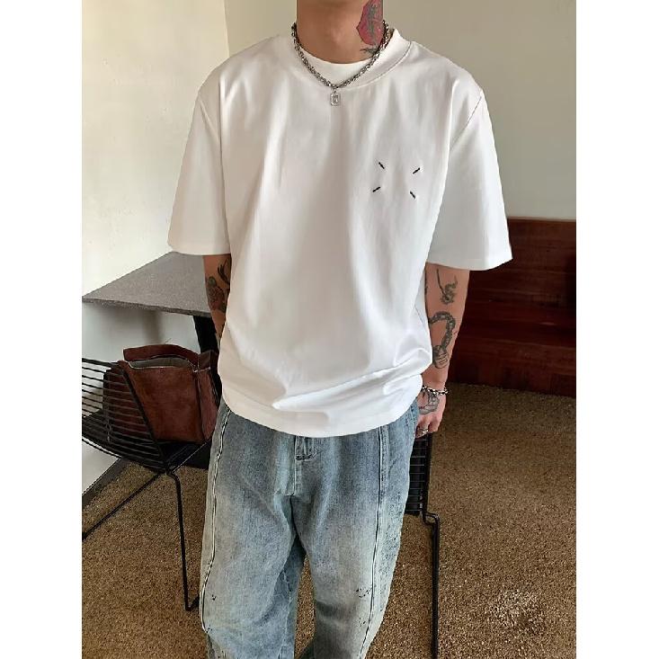 

Мужская универсальная футболка с коротким рукавом, летняя, модная, простая, с рукавом до локтя, в гонконгском стиле, свободная, повседневная, модная брендовая футболка 3XL белый