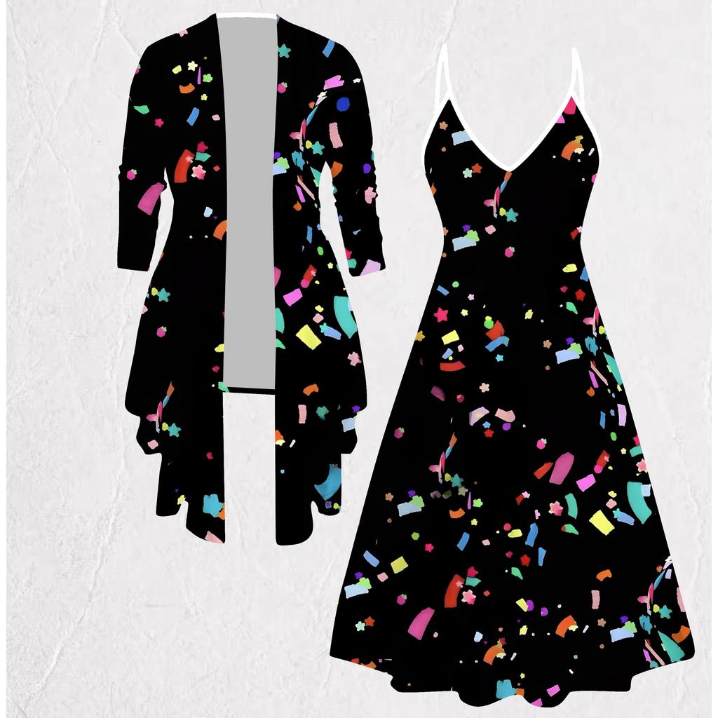 3D  Printed  Set Dress Coat for Valentine's Day, Eccentric Classical Totem Fashion Print,suitable for Various Scene Fashion Styles