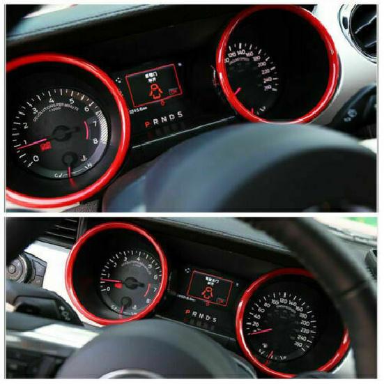 Red Interior Dashboard Cover Central Trim Decor Ring for Ford Mustang 2015-2018