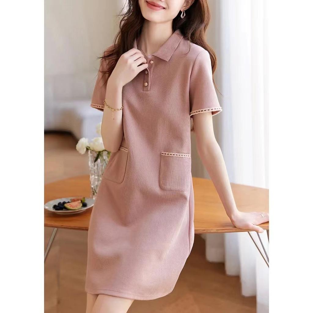 Small POLO Neck Skirt Summer Latest Korean Version Intellectual and Elegant Slimming Pocket Dress for Women