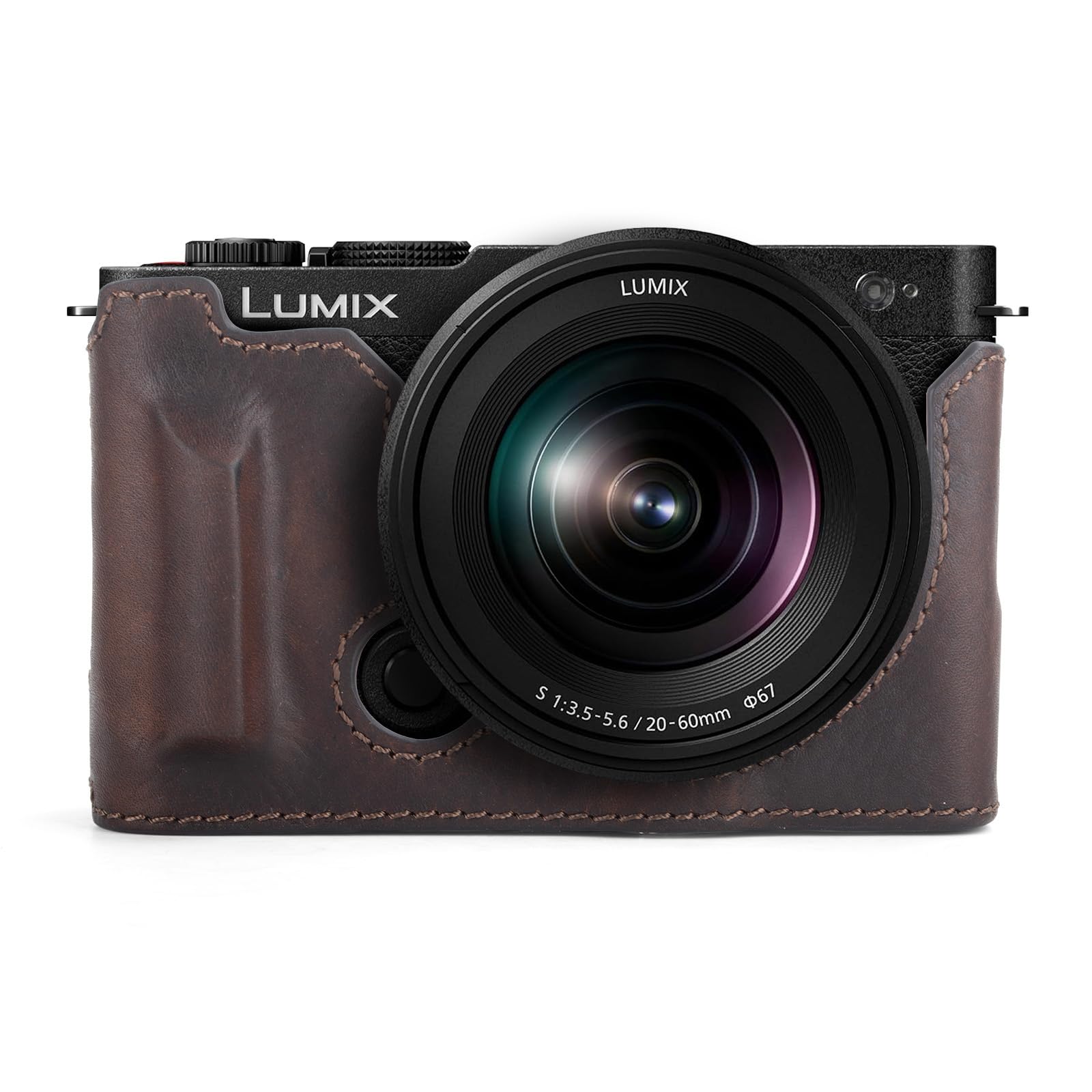 

kinokoo Lumix S9 Panasonic Lumix Camera Half Genuine Leather Protective Cover for Panasonic Lumix S9 Mirrorless Camera with Bottom Opening and Hand кавовий