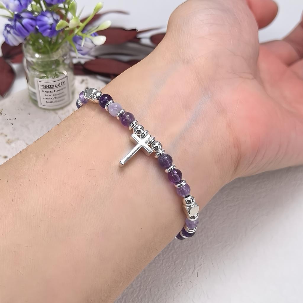 Bransoletka z okrągłych koralików Seria Krzyżowa Unisex Ręcznie robiony Design Styl Jesień Zima Wszechstronna Codzienna Biżuteria Ręczna