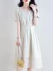 Elegant French-Style Summer Dress: Cinched Waist, Age-Defying Design