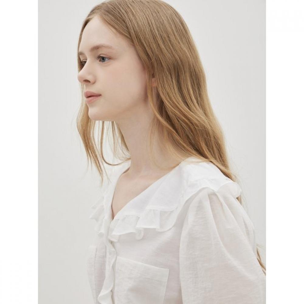 Cc Collect Ruffle Decoration Wide Collar Blouse  C262msc135 