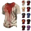 Unisex Halloween Graphic T-Shirt Loose Fit Casual Short Sleeve Top Blood Splatter Print Comfortable Fabric