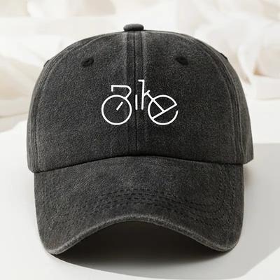 Bicycle Graphic Baseball Cap Vintage Washed Casual Polyester Adjustable Streetwear Hat Unisex