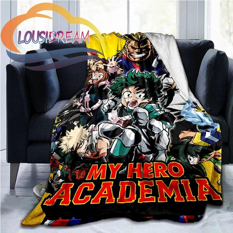 My Hero Academia Nadýchaná vlněná deka Flanel Hřejivost Měkká plyšová pohovka Throw čtvercová deka Tourist