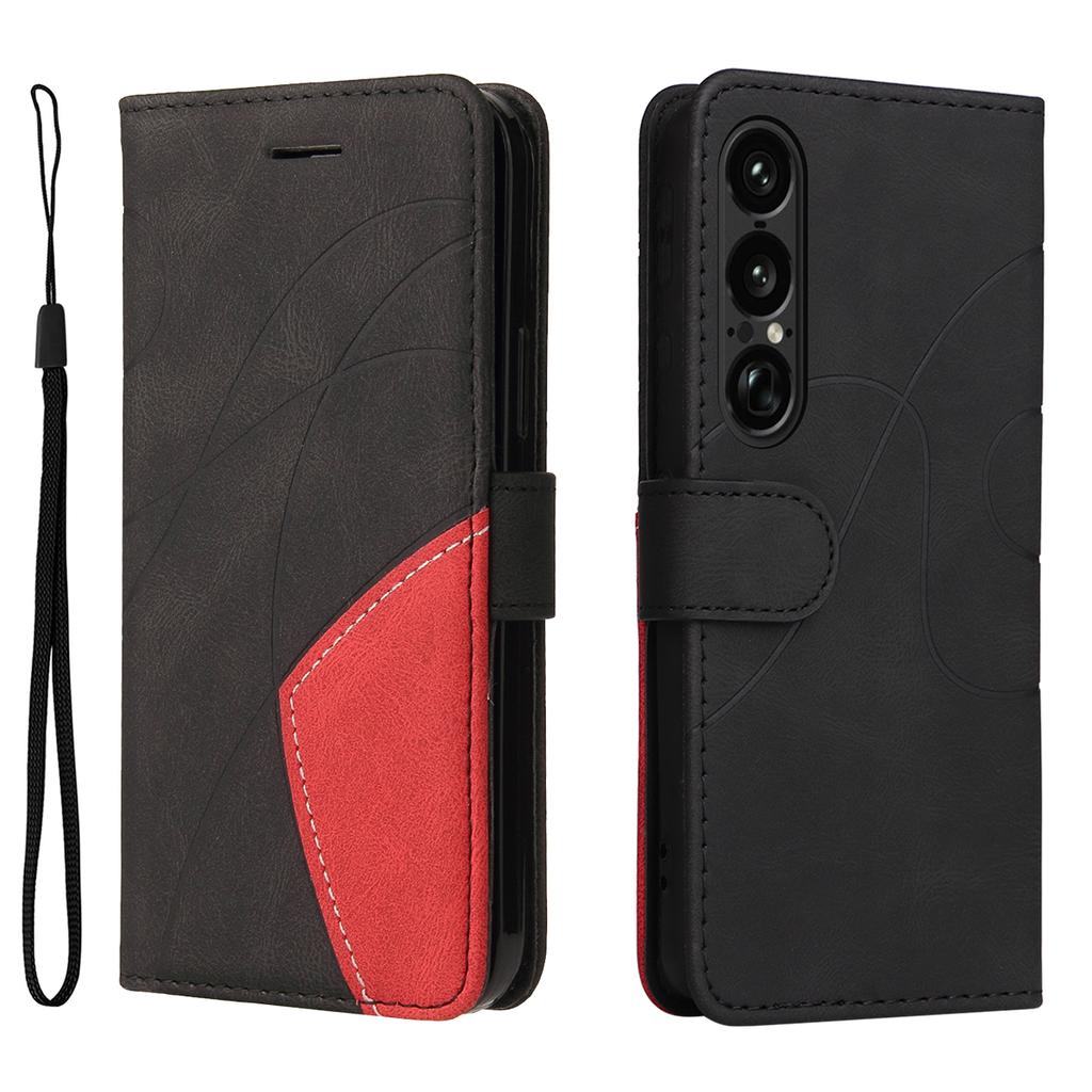 For Sony Xperia 1 VII Leather Phone Case Stand Wallet with Bi-colour Splicing Design