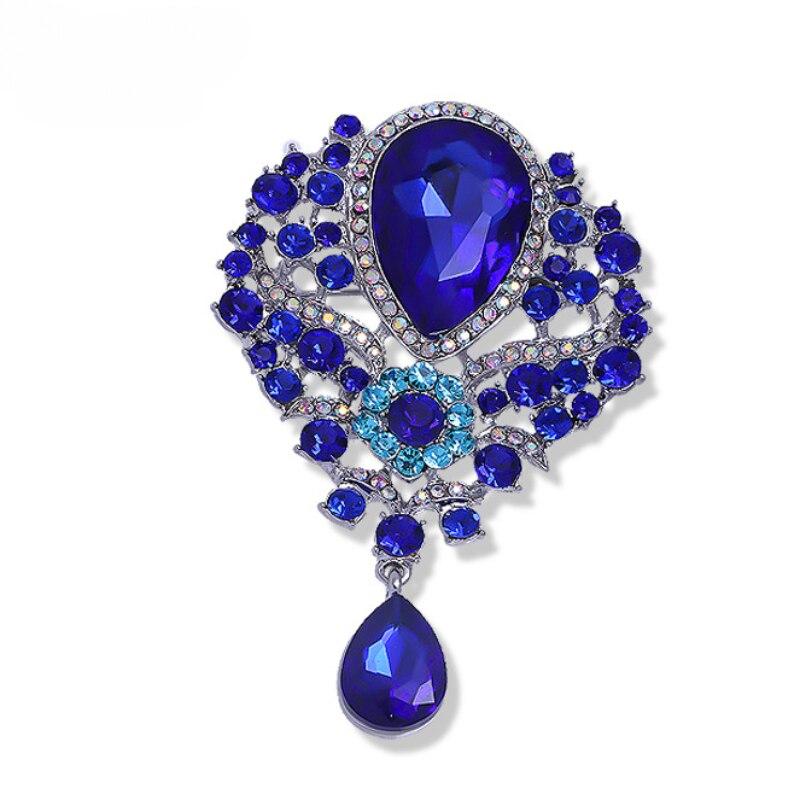 Blucome Broches de Flor Gota de Água de Cristal Grande Mulheres Estilo Palaciano Flor Casamentos Festa Casual Pins de Broche Presentes