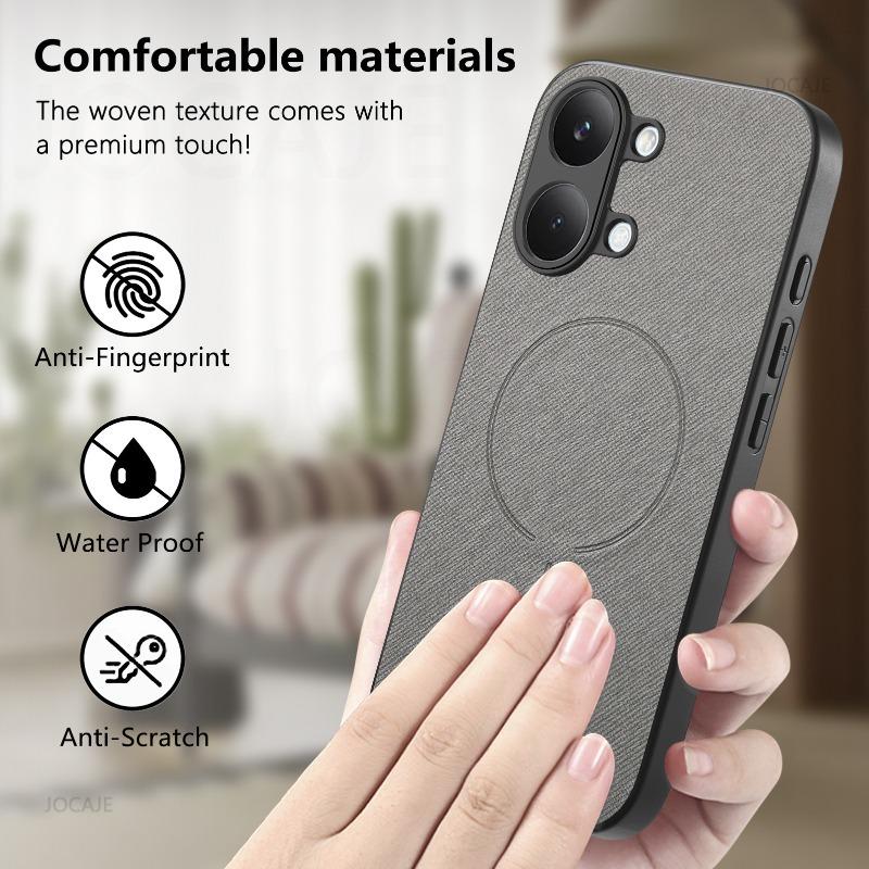 Luxury Fabric Texture Leather Magnetic Phone Case for POCO X8 Pro Max X7 Pro F8 Ultra M8 Pro Anti-drop Lens Raised Protect Cover