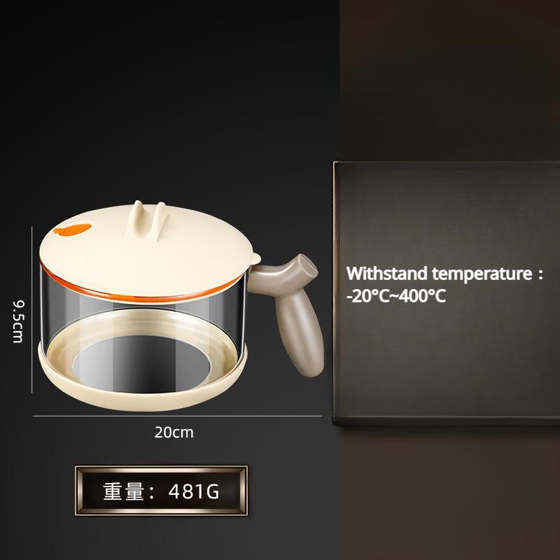 Glass Instant Noodle Bowl Transparent Bowl with Lid Leakproof for Home Use Microwaveable and Heat-resistant Glass Bowl