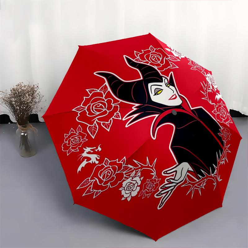 Disney Villains Automatic Opening and Closing Umbrella   Suitable for all occasion and business umbrella, unisex portable tri fold small umb